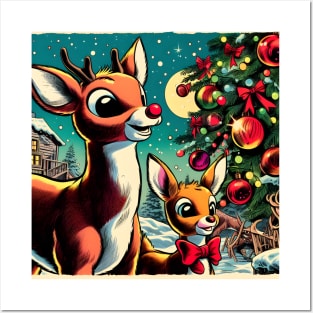 Illuminate the Holidays: Whimsical Rudolph the Red-Nosed Reindeer Art for Festive Christmas Prints and Joyful Decor! Posters and Art